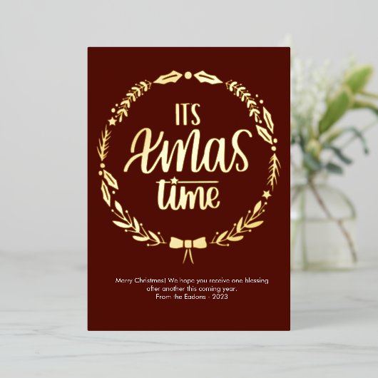 Het is kersttijd foto folie feestdagenkaart (Staand Voorkant)