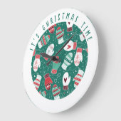 Het is Kersttijd Gezellige wanten Patroon in Groen Grote Klok (Hoek)
