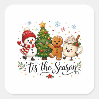 Het is kersttijd Kerstmis Vierkante Sticker