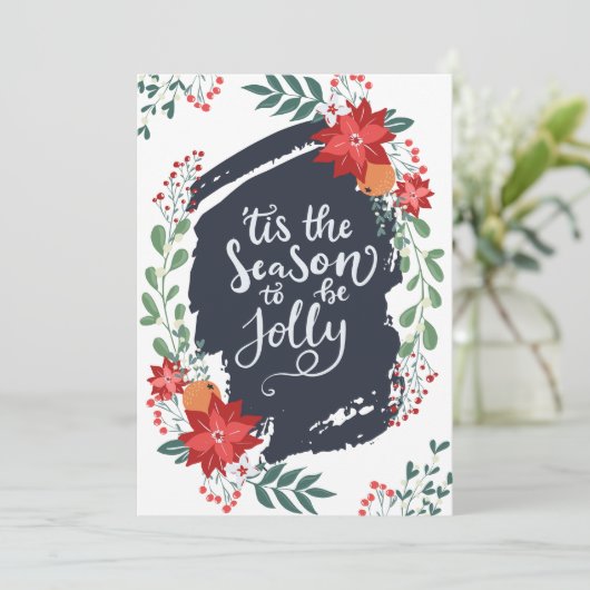 Het is kersttijd om vrolijk te zijn feestdagenkaart (Staand voorkant)