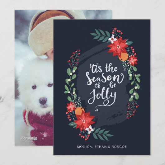 Het is kersttijd om vrolijk te zijn | Foto Kerstka Feestdagenkaart (Voorkant / Achterkant)