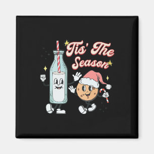 Het Is Kersttijd Retro Melk En Koekje Kerstmis  Magneet