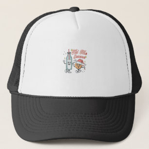 Het Is Kersttijd Retro Melk En Koekje Kerstmis Trucker Pet