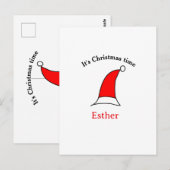 Het is kersttijd Santa rood pet naam simpel plezie Briefkaart (Voorkant / Achterkant)