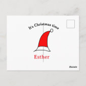 Het is kersttijd Santa rood pet naam simpel plezie Briefkaart (Achterkant)