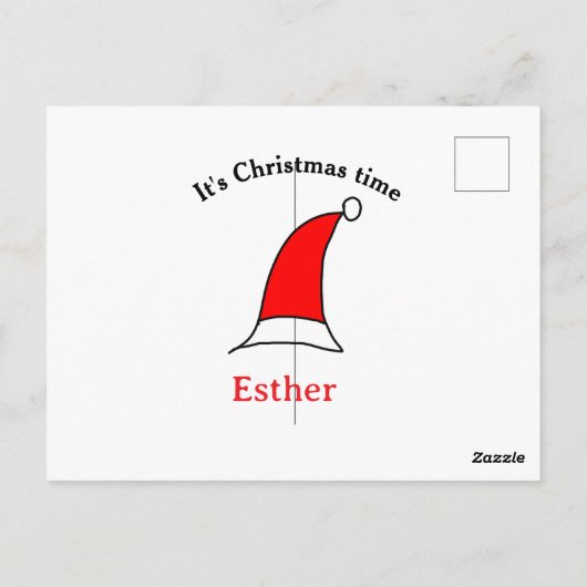 Het is kersttijd Santa rood pet naam simpel plezie Briefkaart (Achterkant)