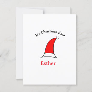 Het is kersttijd Santa rood pet naam simpel plezie Briefkaart