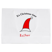Het is kersttijd Santa rood pet naam simpel plezie Groot Cadeauzakje (Achterkant)