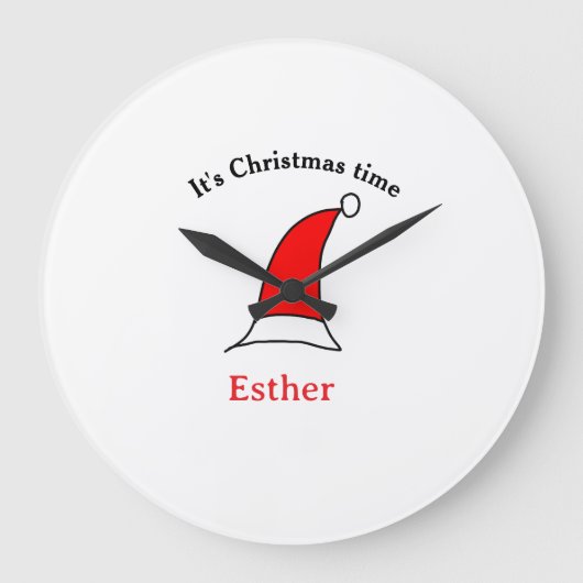 Het is kersttijd Santa rood pet naam simpel plezie Grote Klok (Voorkant)
