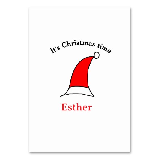 Het is kersttijd Santa rood pet naam simpel plezie Kaart (Voorkant)