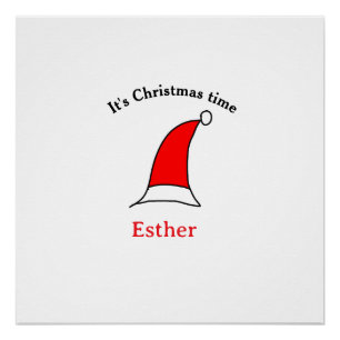 Het is kersttijd Santa rood pet naam simpel plezie Perfect Poster