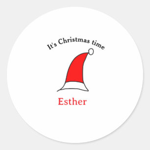 Het is kersttijd Santa rood pet naam simpel plezie Ronde Sticker