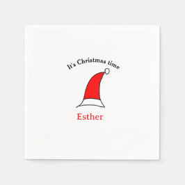 Het is kersttijd Santa rood pet naam simpel plezie Servet