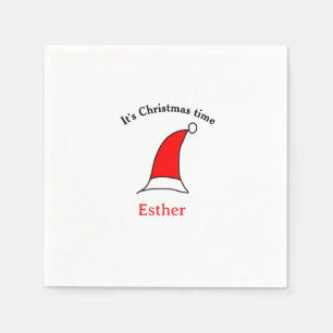 Het is kersttijd Santa rood pet naam simpel plezie Servet