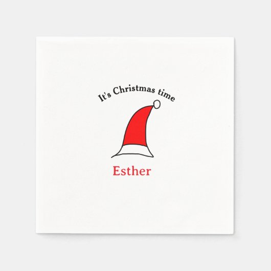 Het is kersttijd Santa rood pet naam simpel plezie Servet (Voorkant)