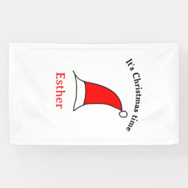 Het is kersttijd Santa rood pet naam simpel plezie Spandoek