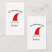 Het is kersttijd Santa rood pet naam simpel plezie Visitekaartje (Voorkant / Achterkant)