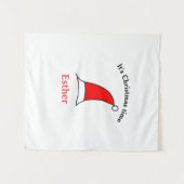 Het is kersttijd Santa rood pet naam simpel plezie Wandkleed (Voorkant (horizontaal))
