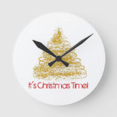 Het is kersttijd seizoensboomklok ronde klok (Voorkant)