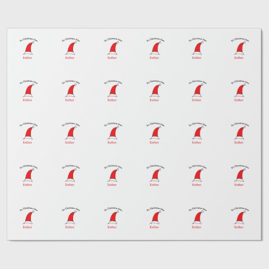 Het is kersttijd Sinterklaas rode hoed naam eenvou Cadeaupapier (Vlak)