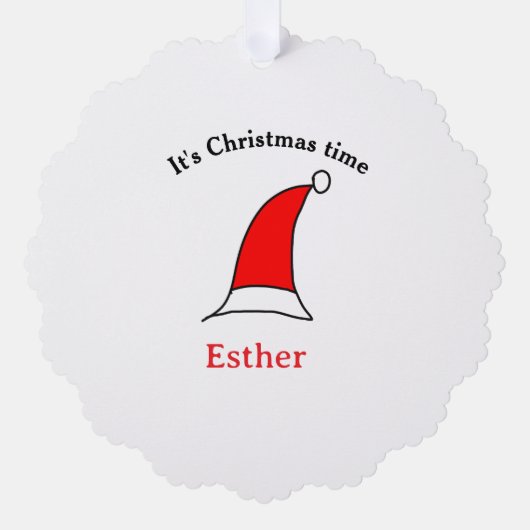 Het is kersttijd Sinterklaas rode hoed naam eenvou Ornament Kaart (Voorkant)