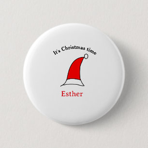 Het is kersttijd Sinterklaas rode hoed naam eenvou Ronde Button 5,7 Cm