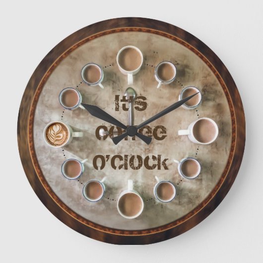 Het is Koffie OClock Fun Coffee Lovers Kitchen Clo Grote Klok (Voorkant)