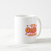 "Het is koffietijd" Felroze en oranje mok (Voorkant rechts)