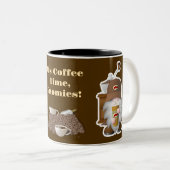 Het is koffietijd, Gnomies! Tweekleurige Koffiemok (Voorkant rechts)