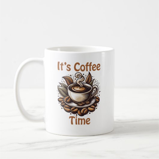 Het is koffietijd – knusse koffiebonen koffiemok (Links)