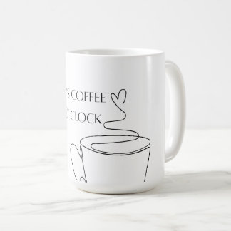 Het is koffietijd mok minimalistische lijn kunstbe