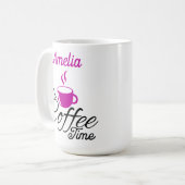 Het is koffietijd Roze ontwerp Koffiemok (Voorkant links)