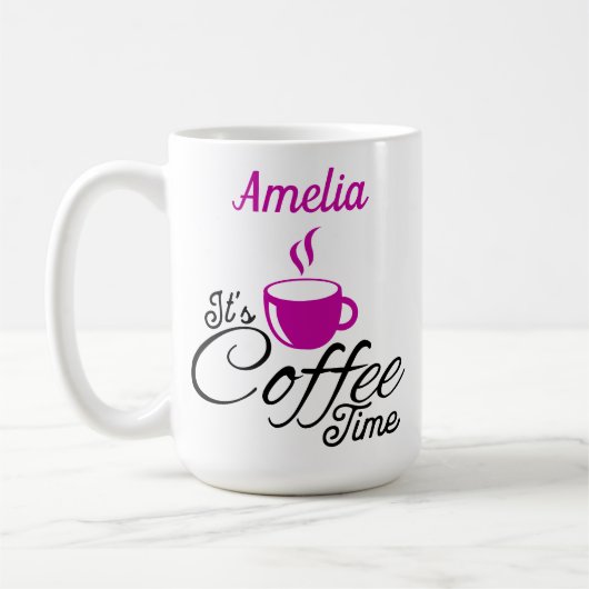 Het is koffietijd Roze ontwerp Koffiemok (Links)