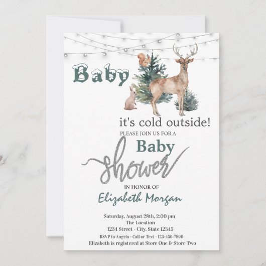 Het is koud Baby shower buiten rendier Kaart (Voorkant)