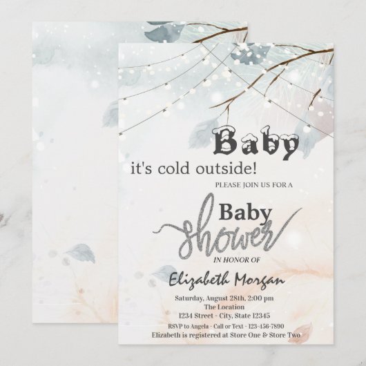 Het is koud Baby shower van de Buitenkant van de B Kaart (Voorkant / Achterkant)