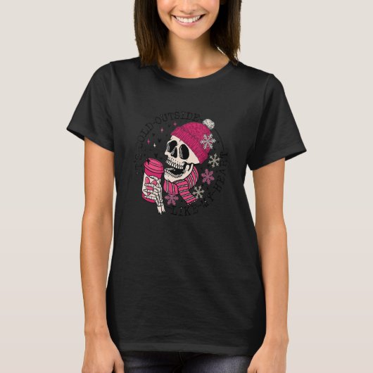 Het is koud buiten als mijn hartelroze skeletafkas t-shirt (Voorkant)