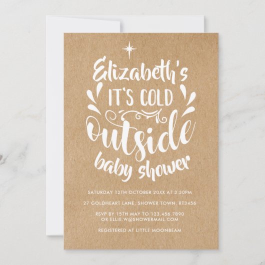 Het is koud buiten Baby Shower/Sprinkle Rustieke K Kaart (Voorkant)