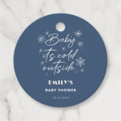 Het is koud buiten blauw baby shower bedankjes labels (Voorkant)