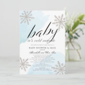 Het is koud buiten blauw Baby shower per post Kaart (Staand voorkant)