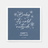 Het is koud buiten blauw baby shower servet (Voorkant)