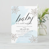 Het is koud buiten blauw virtueel Baby shower Kaart (Staand voorkant)