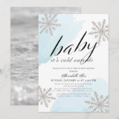 Het is koud buiten blauw virtueel Baby shower Kaart (Voorkant / Achterkant)