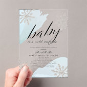 Het is koud buiten blauw Waterverf Baby shower Acryl Uitnodigingen (Insitu (Draagbaar))