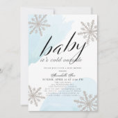 Het is koud buiten blauw Waterverf Baby shower Kaart (Voorkant)