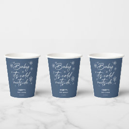 Het is koud buiten blauwe babyshower papieren bekers