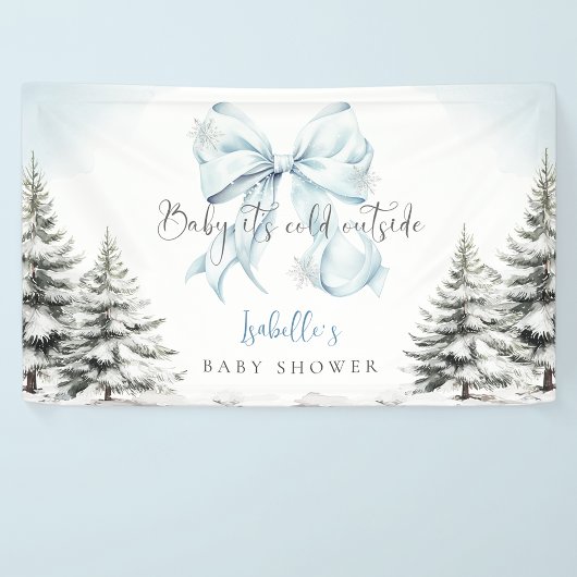 Het is koud buiten Blauwe Boog Baby Shower Feestje Spandoek