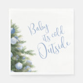 Het is koud buiten Blauwe strik Winter Baby Shower Servet (Voorkant)
