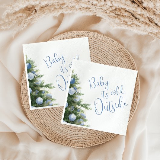 Het is koud buiten Blauwe strik Winter Baby Shower Servet
