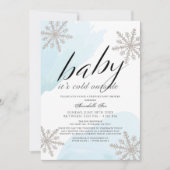 Het is koud buiten Blue Drive-by Baby shower Kaart (Voorkant)