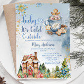 Het is koud buiten Blue Gingerbread Baby shower Kaart